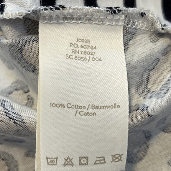 Women's Boden Benton Pocket T Shirt SZ 4 Striped Leopard Print Cotton L/S - Picture 7 of 10